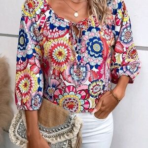 Shein Floral Multicolor Women's Top